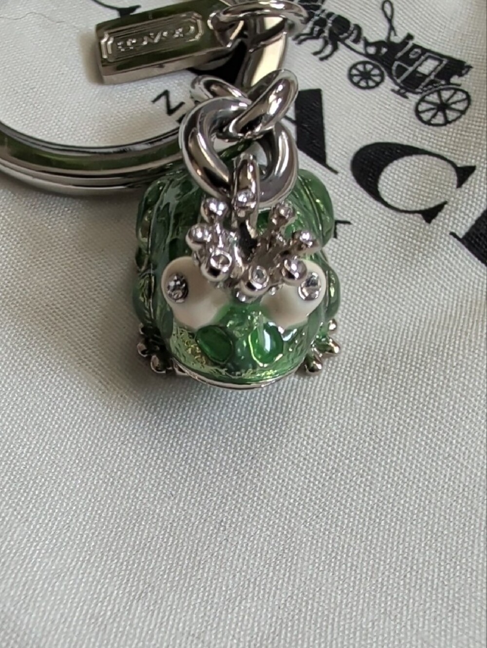 Coach Frog Prince Enameled Keychain With Swarovski Crystals (92448) EUC - Picture 6 of 7